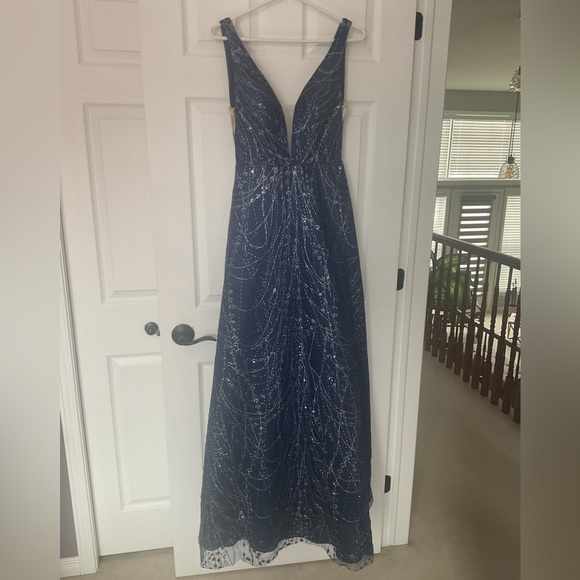 Dresses & Skirts - Full Length Navy Glitter Tulle and Satin Gown
